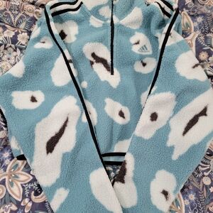 Adidas Teal and White Patterned Fleece - Cropped